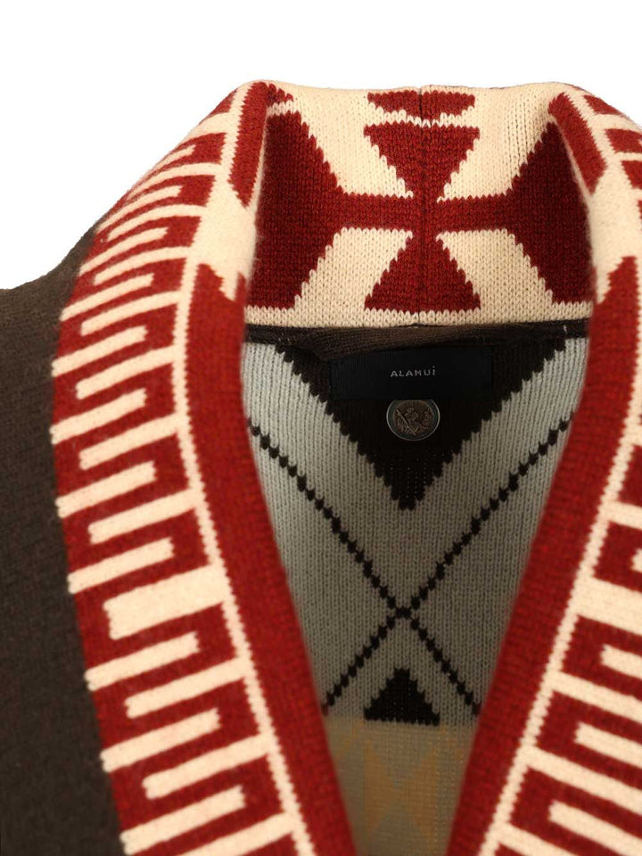 Alanui Icon Jacquard Cardigan Cyan Celeste Dark Knitwear - Multicolor | 2c7d77759d27e1716cef257189bee64078b176db