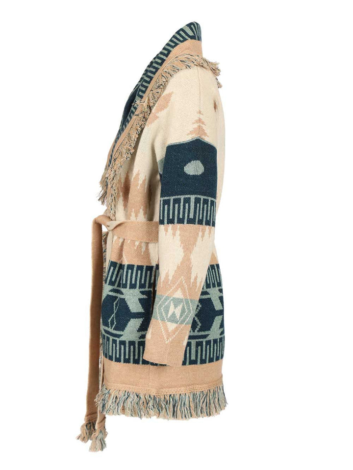 Alanui Icon Cardigan In Cashmere And Linen Knitwear - Beige | 4ae18e3936723f893459ff403a85809d10603de1