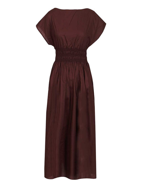Shirred Waist Midi Dress Dresses Bordeaux