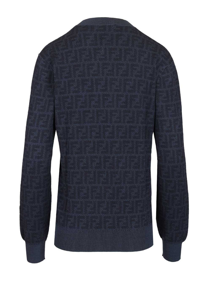 Fendi Pull Ff Denim Knit Knitwear - Violet | b87307360bb1ca2c0cd32fc2f031d811f39a592c