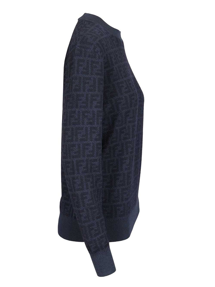 Fendi Pull Ff Denim Knit Knitwear - Violet | 3247adae8ed24bb2bef0ec99cfc0ba5275f5795c