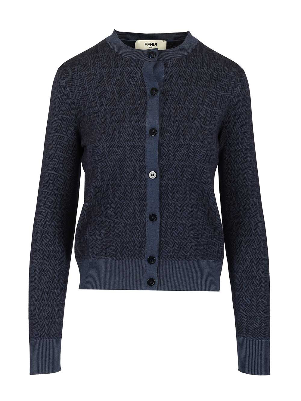 Fendi Ff Wool Cardigan Knitwear - Violet | d76ca6392df10b37f1b717aa8ba0cb42b89440e7