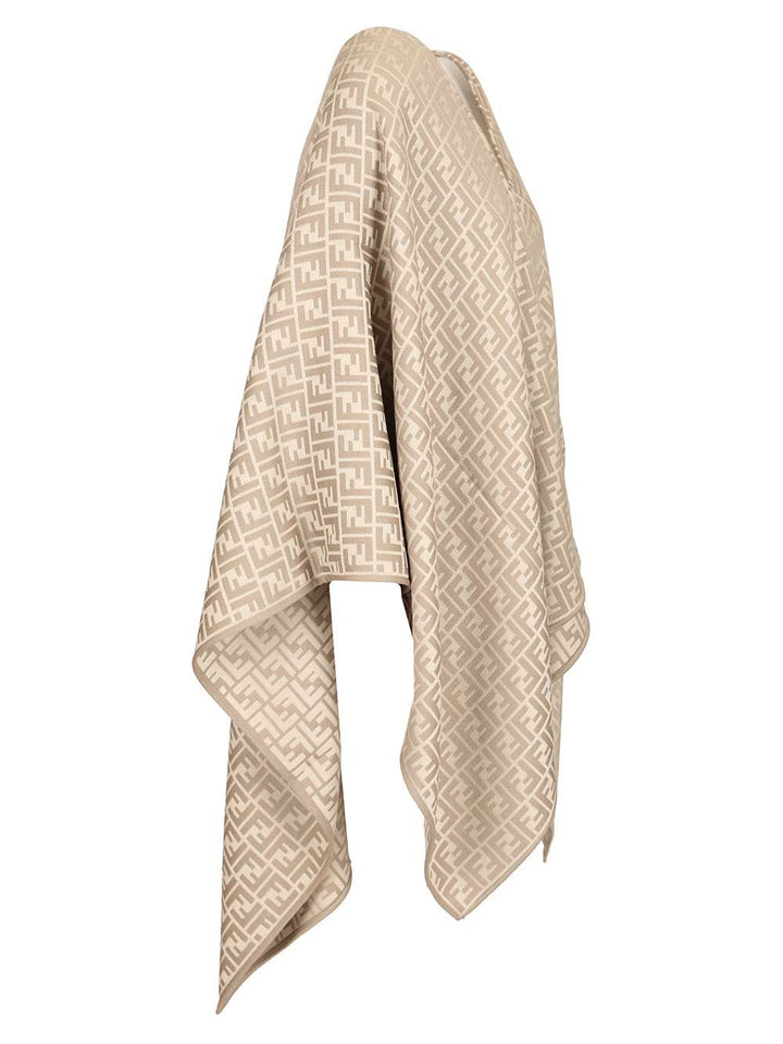 Fendi Wool And Silk Poncho Scarves And Foulards - Beige | b79f3c8892db5908fffeba4a965503d982e4437e