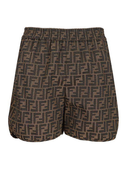 Short Ff Canvas Trousers Brown