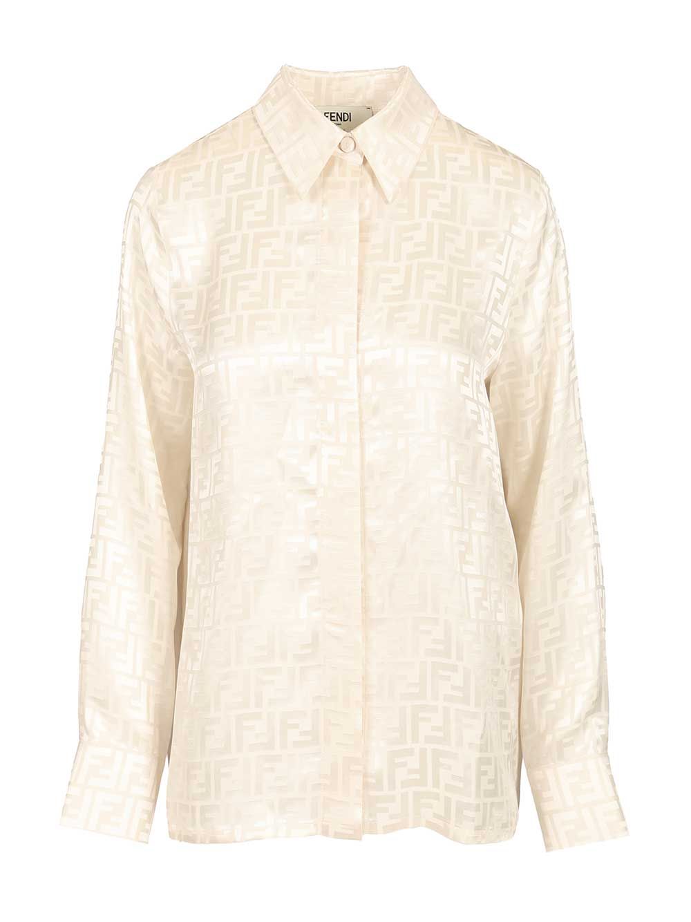 Fendi Camicia Ff Crepe Satin Shirts - Beige | 5c343b22bde83f7ebf8fc85be940cb697c4b8905