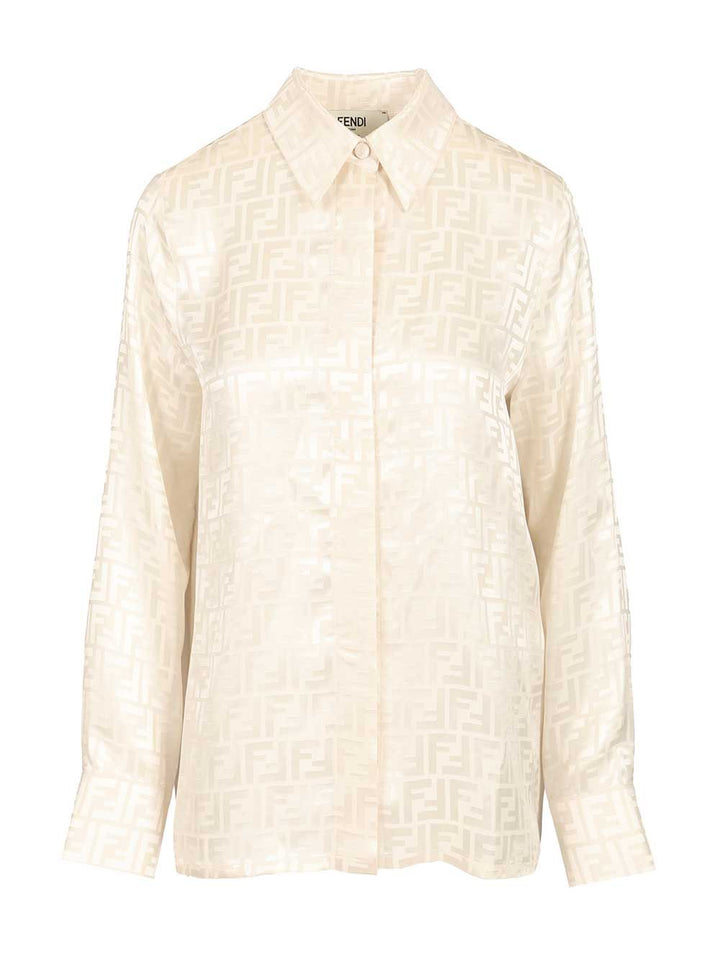 Fendi Camicia Ff Crepe Satin Shirts - Beige | 5c343b22bde83f7ebf8fc85be940cb697c4b8905