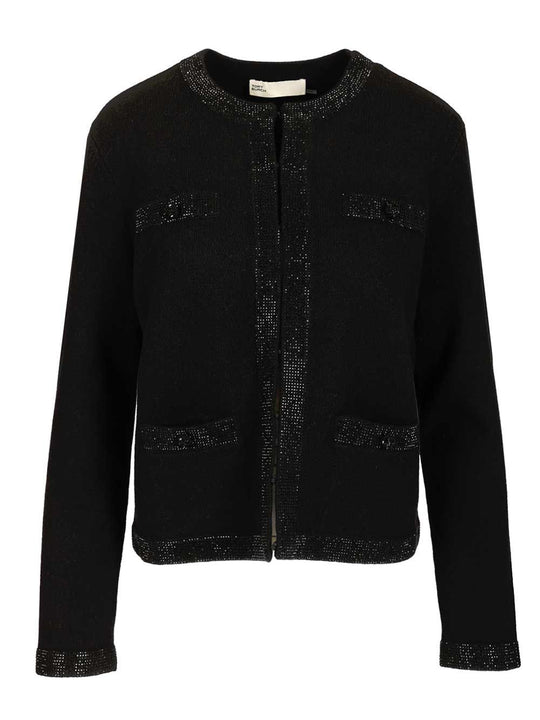 Kendra Embellished Wool Cardigan Jackets Black