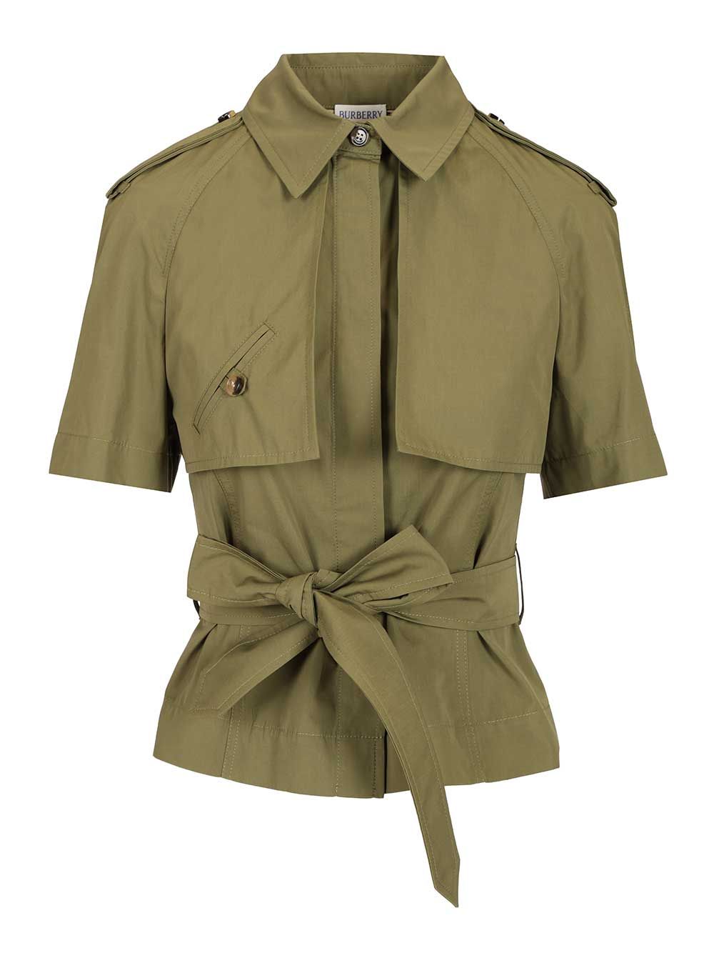 Burberry Cropped Trench Shirt In Cotton Poplin Shirts - Green | 9699892221543f785ba8f125342414db6072aa4e