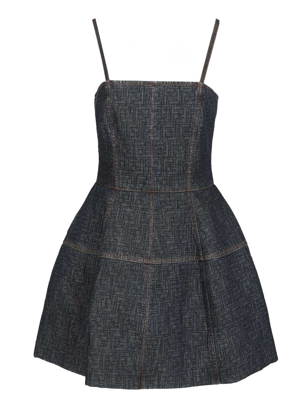 Fendi Ff Denim Dress Dresses - Blue | 549591fc719d3aa3608f1a66a915d0ae1bb95940