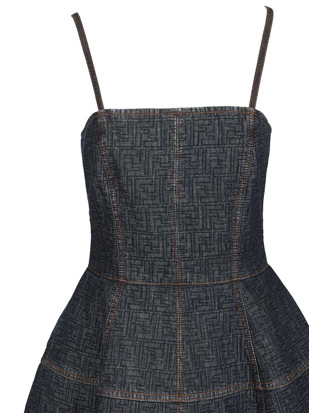 Fendi Ff Denim Dress Dresses - Blue | 3750997b6e117aebbcefa83536565b1fdb6889b5