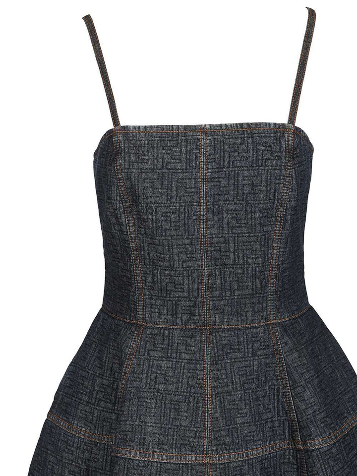 Fendi Ff Denim Dress Dresses - Blue | 3750997b6e117aebbcefa83536565b1fdb6889b5