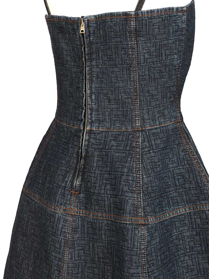 Fendi Ff Denim Dress Dresses - Blue | 40955779f2d79940cf47383e5b2e0f73343d9120