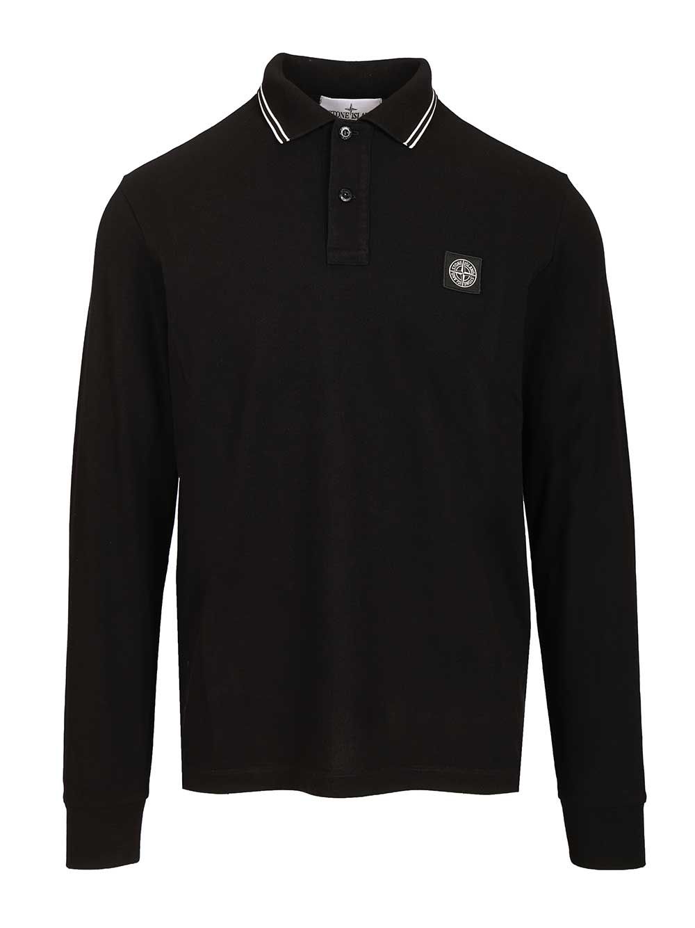 Stone Island Long-Sleeved Polo shirt - Black | f65dee9bb3ffc27c1bcf5b60efef90436f9d21e5
