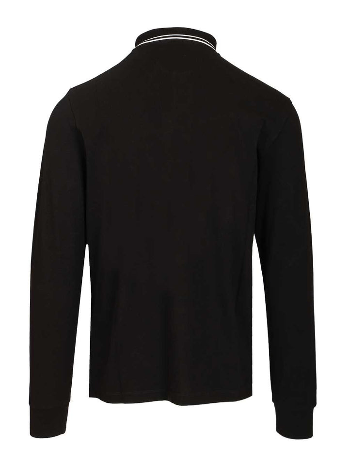 Stone Island Long-Sleeved Polo Shirt T-Shirt - Black | 66b89174cbd9643daa0f5c5a639abce1231831e1