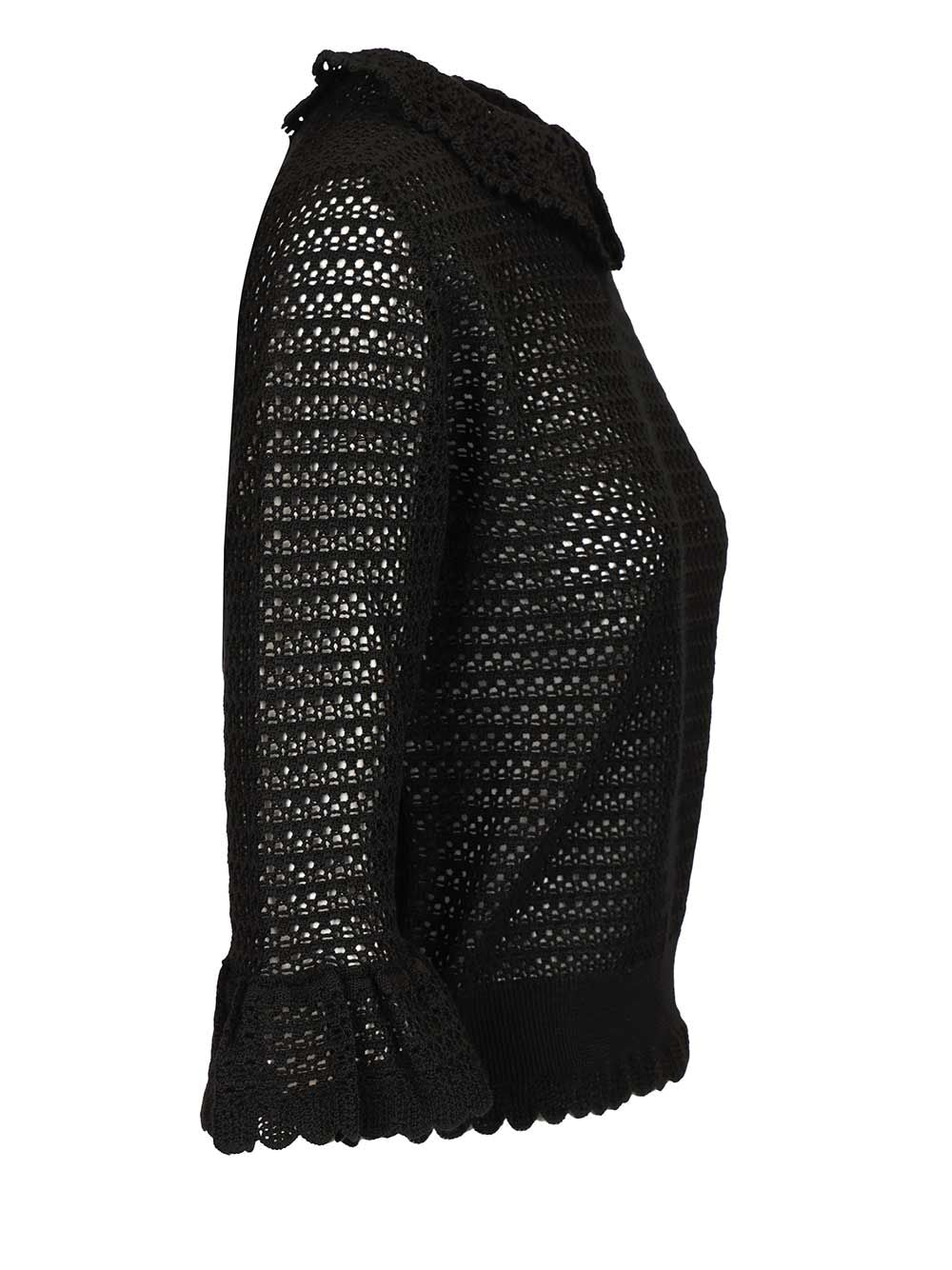 Chloe' Sweater With Collar Knitwear - Black | b3fe739248142b8a08a9ac022578cb6d6f3ce12a