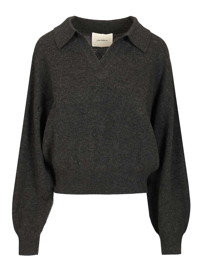 Lisa Yang Katriel Polo Sweater Knitwear - Grey | 943669e88b711f03676f7175b9b5417003ddb395