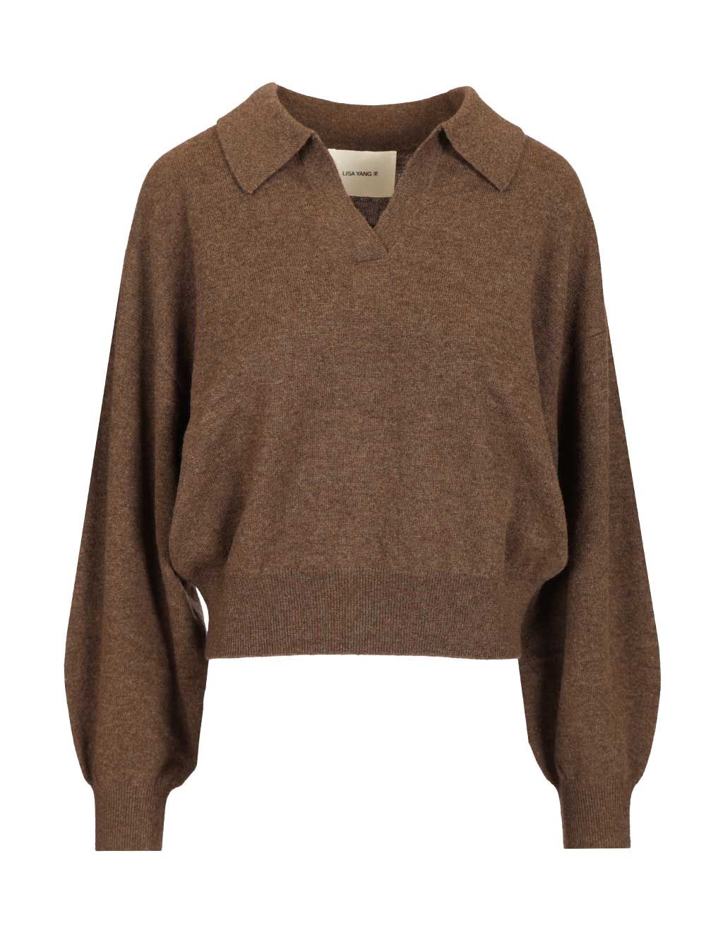 Lisa Yang Katriel Polo Sweater Knitwear - Brown | 717607d7065546108ba50b804feeb1ffd1d481c7