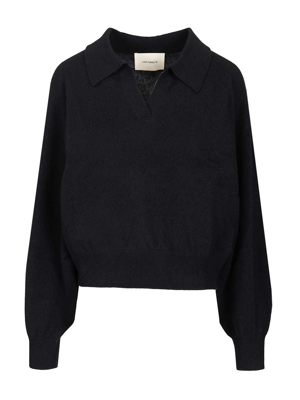 Lisa Yang Katriel Polo Sweater Knitwear - Blue | c6194feed079588235e4863832d40777c736faa8