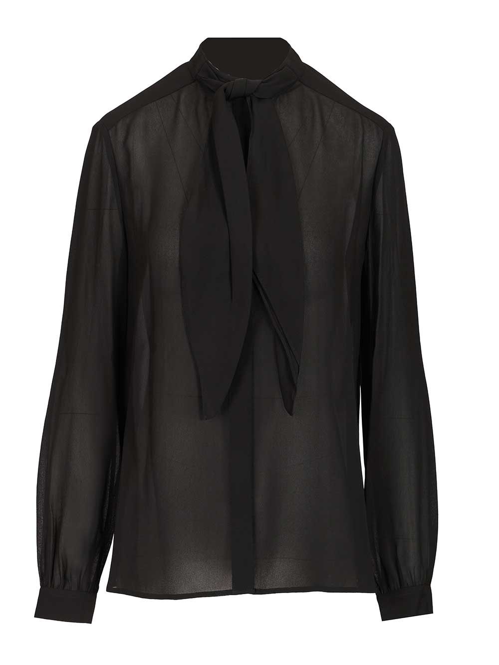 Tory Burch Georgette Blouse With Bow Detail Shirts - Black | fae8e6c190dfe0df6dac90400b86ab664db30bd7