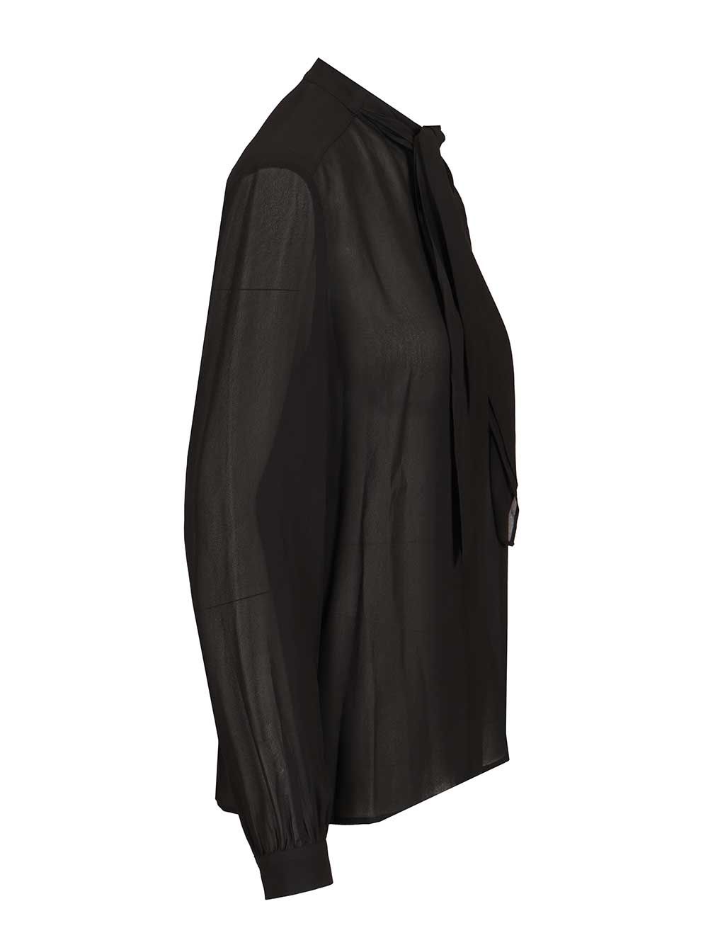 Tory Burch Georgette Bow Blouse Shirts - Black | 62a75d542bdb8c60b99e833f877525d9572b5ec9