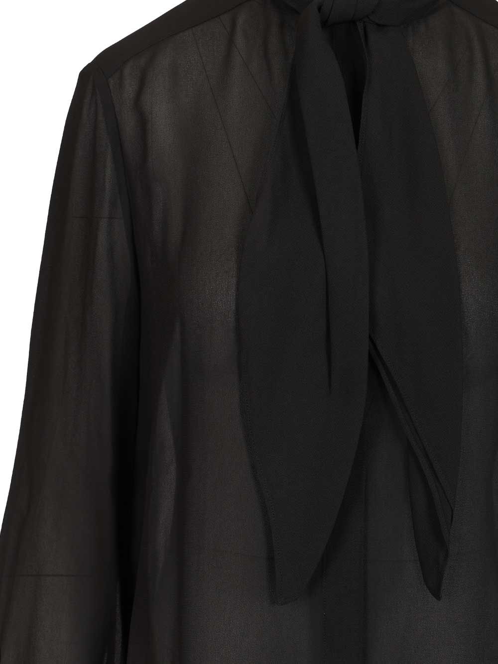 Tory Burch Georgette Blouse With Bow Detail Shirts - Black | 748b67b0282ab71577abc1de8ac4432f62e27452