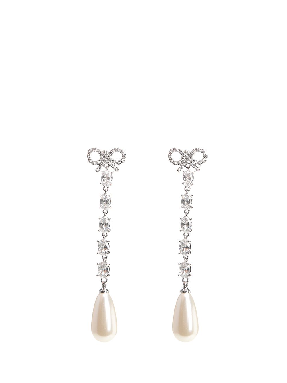 Self-Portrait Bow Pearl Droplet Earrings Jewelry - Silver | bb9fab14afbfb21c5ecaf709789a38531b2b6227