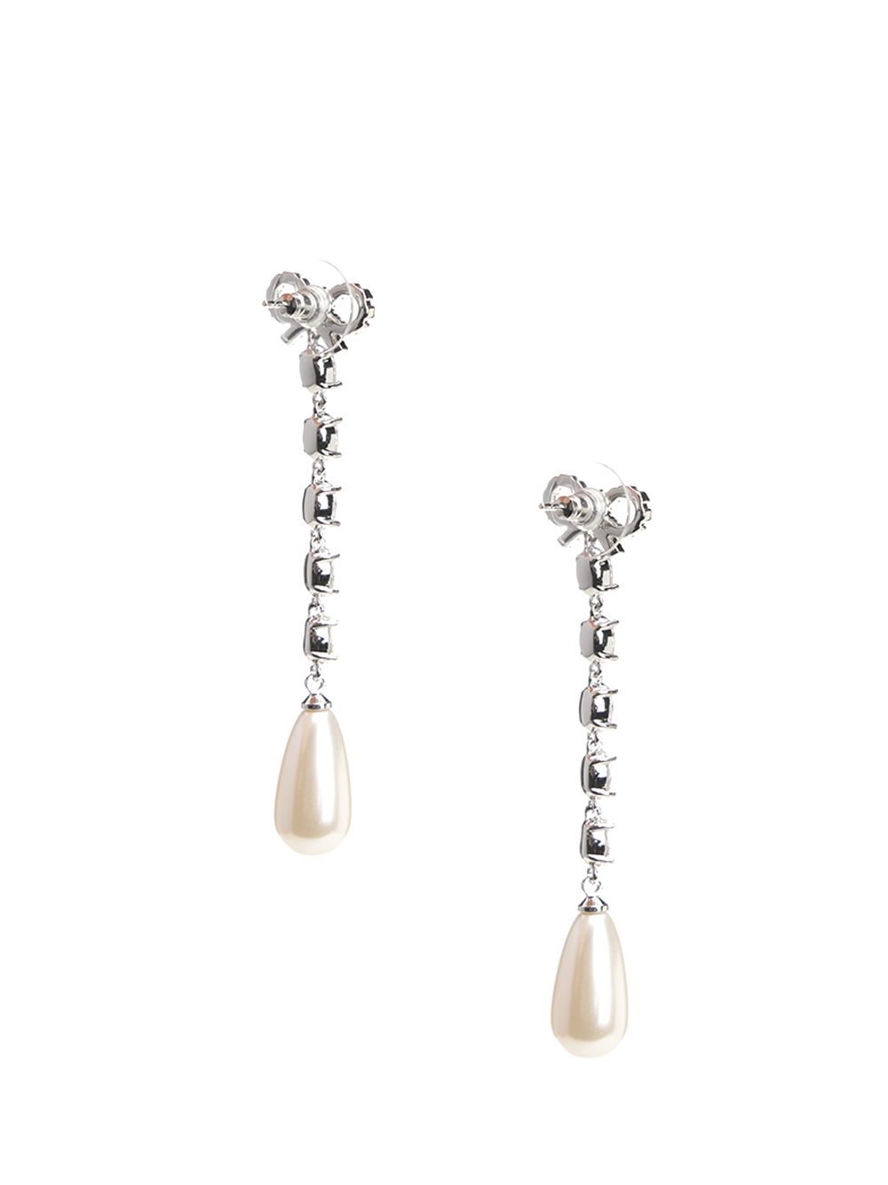 Self-Portrait Bow Pearl Droplet Earrings Jewelry - Silver | 045d357c4789adbda520ae97d7539e3ce30675fb
