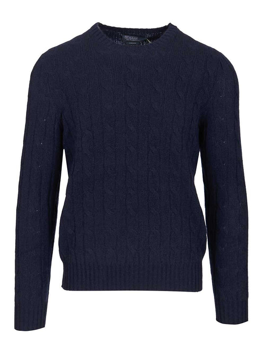 Cashmere Cable Knit Sweater Knitwear Blue