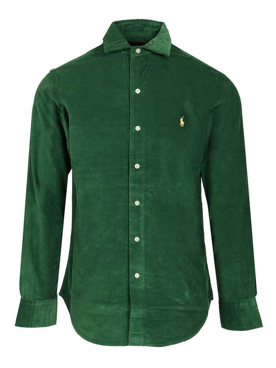 Custom Fit Velvet Shirt Shirts Green