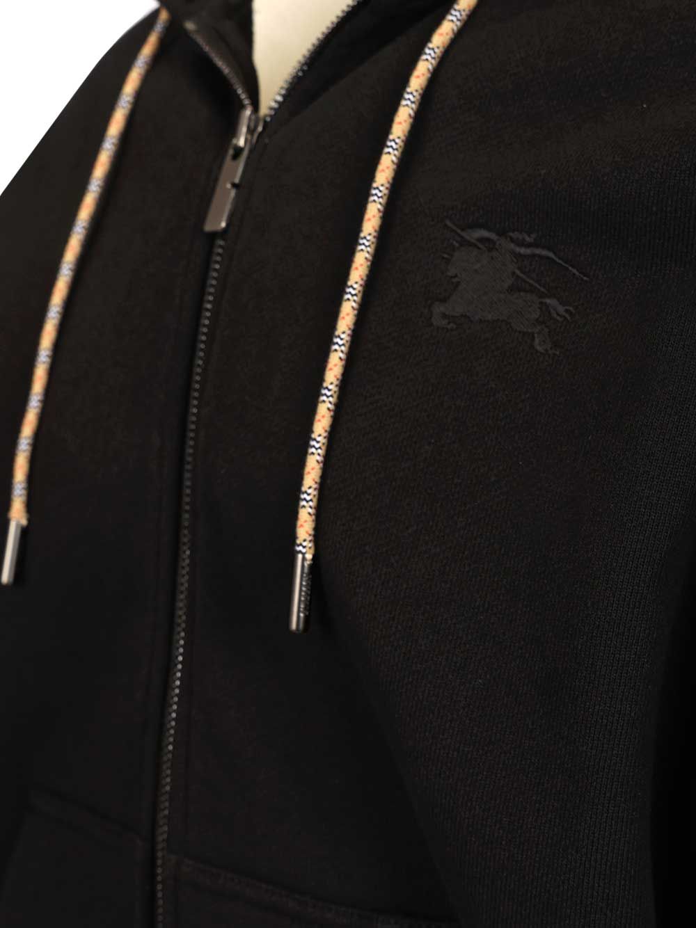 Burberry Rory Chk Pch Zip Hoodie Sweatshirts - Black | 1fd584bed46f4f832efb2bbcec3e7805316a01f6