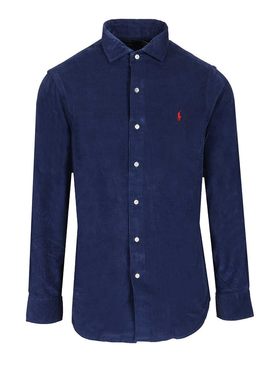 Custom Fit Velvet Shirt Shirts Blue