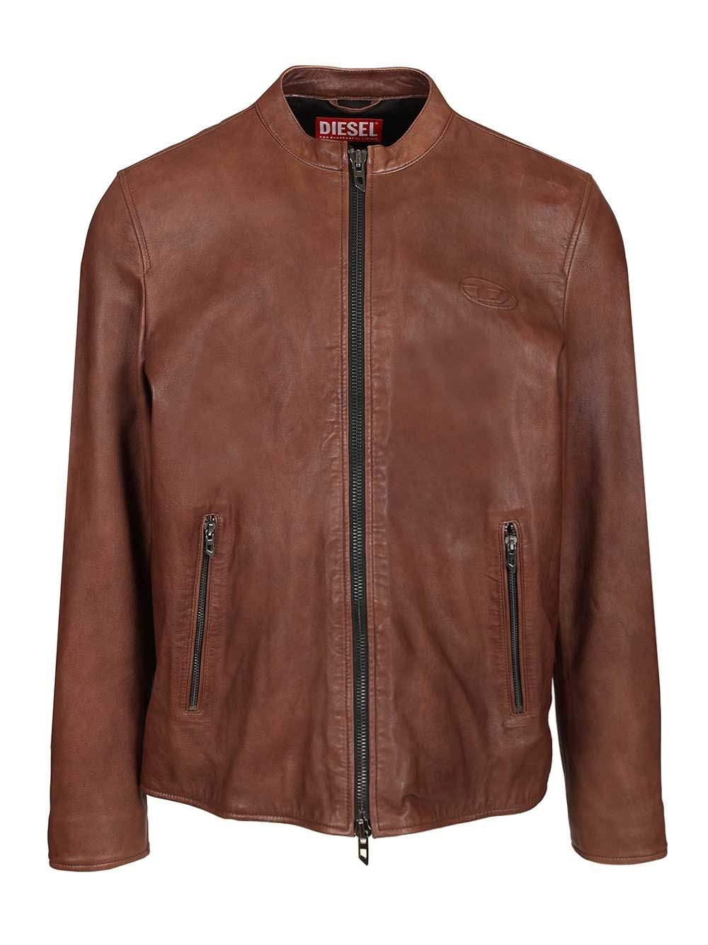Diesel Leather Jacket Coats - Brown | 9f4cdb2aec39d34ad61d1dc73ba5bc19486a2c8e