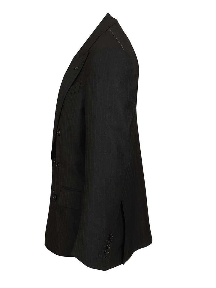Tom Ford Double-Breasted Wool Blazer Jackets - Black | 749a667a207fce562ac5d6cc6741397d6d5ae420
