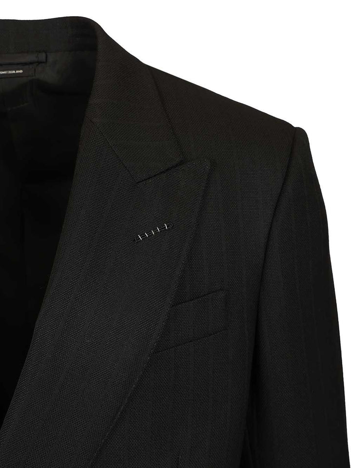 Tom Ford Double-Breasted Wool Blazer Jackets - Black | 8aa5c3b5a39c2342798ffbfc5c390513e3d58a44