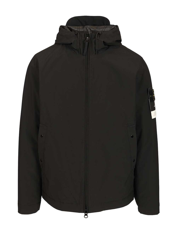 Stone Island Short Parka Soft Shell-R E.Dye® Technology, Recycled Polyester, Primaloft® Insulation Jackets - Black | b567734255e65fa7319d3523461a0d4210bb7f0d