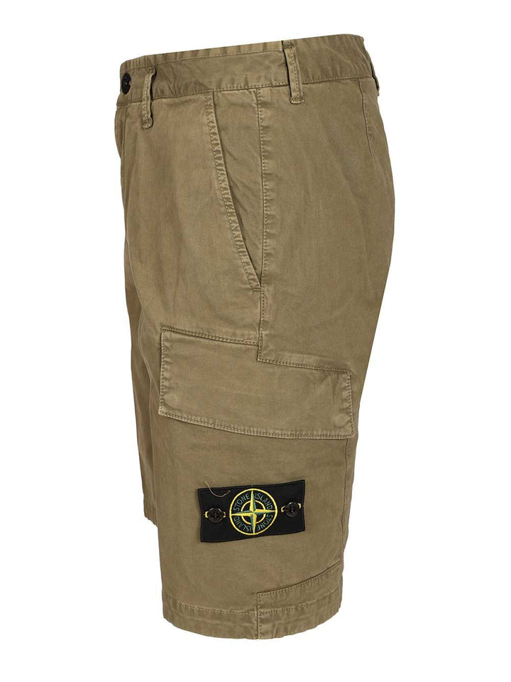 Stone Island Bermuda Cargo Shorts In Broken Twill Trousers - Green | 5f974fc2f8f8fb8d893cb111f0b78efe2813a1dd