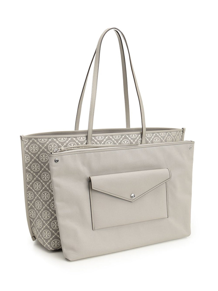 Tory Burch Perry T Monogram Tote Shoulder Bags - Grey | 04e950603fd39df55d1ccdb91a18bc7be35106ac