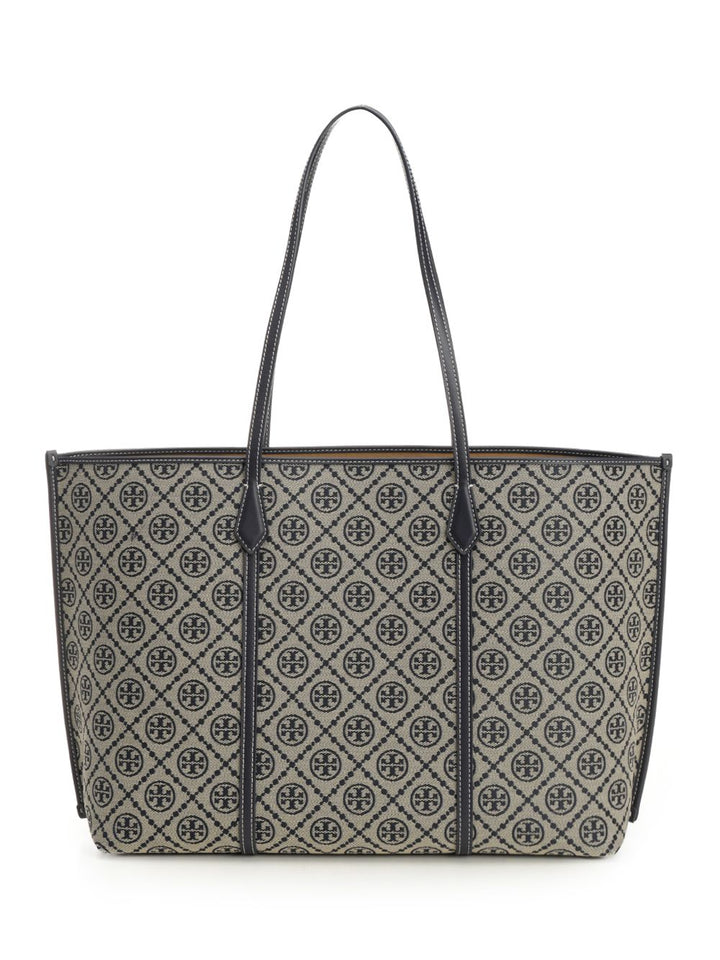 Tory Burch T Monogram Zip Tote Shoulder Bags - Blue | e21d53920fdf29f5b27982bdc1c3fb59119c65a8