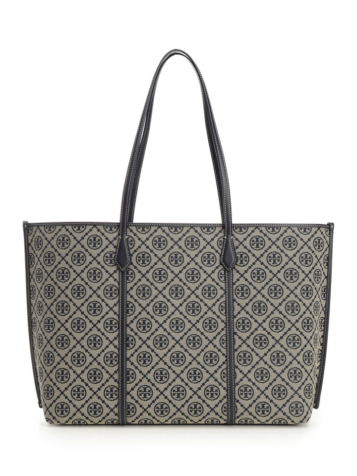 Tory Burch T Monogram Zip Tote Shoulder Bags - Blue | 419a381c52fdeaac314cffc0420804b41bdb8c19
