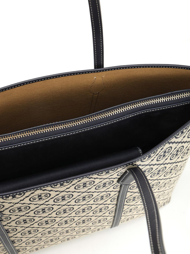 Tory Burch T Monogram Zip Tote Shoulder Bags - Blue | 2eccd941b4a6d23ebbe81d82fe658093631c60e6