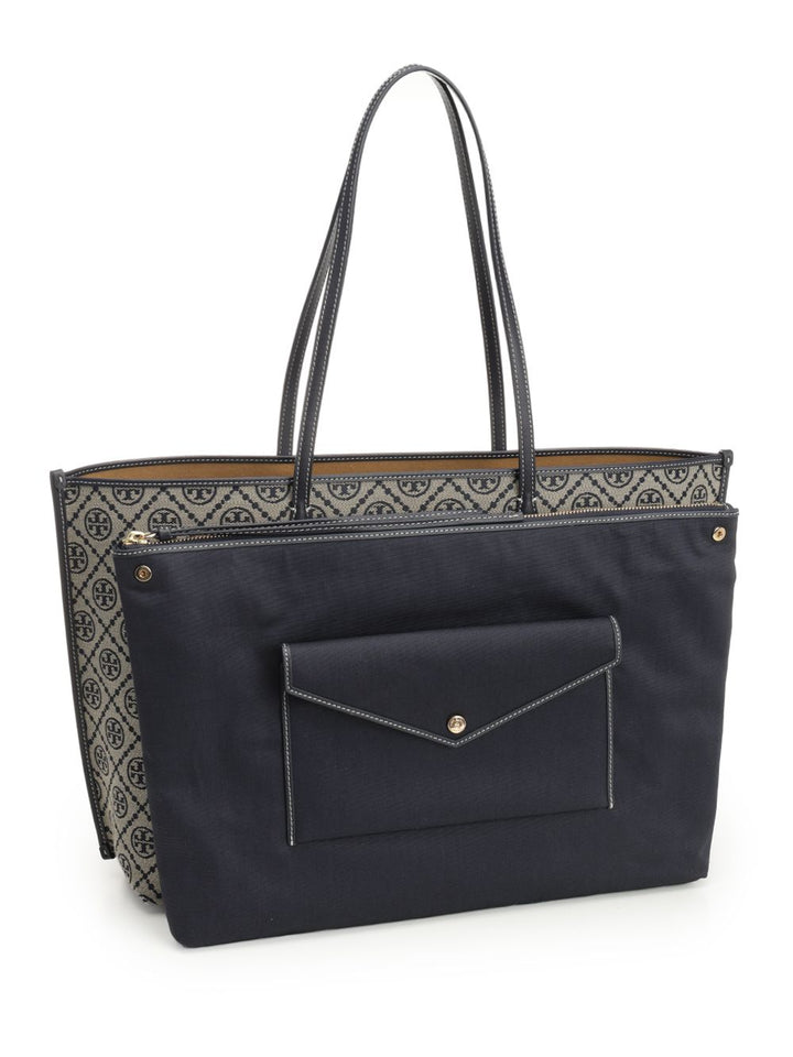 Tory Burch T Monogram Zip Tote Shoulder Bags - Blue | c8aae99bfff795e3b8deb45ed520af6e2f25d790