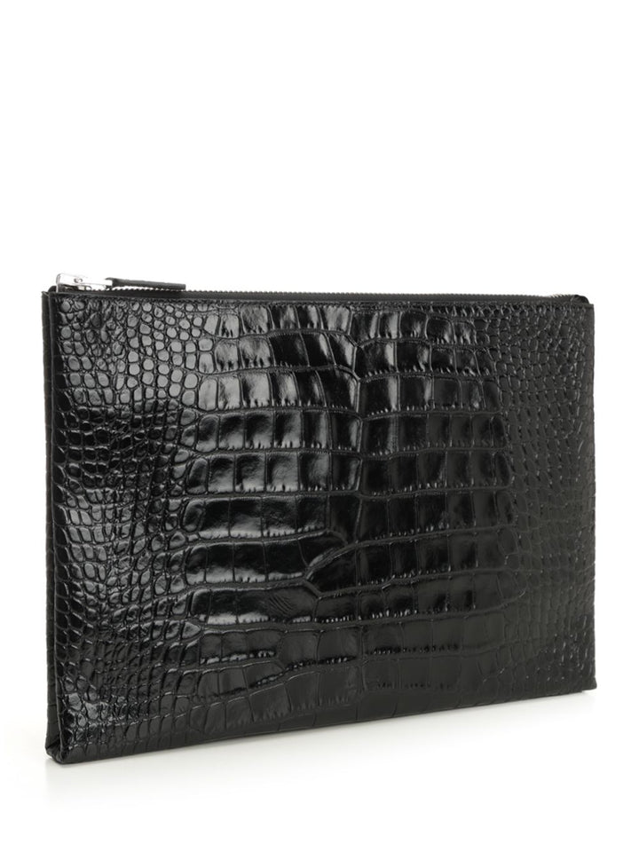 Tom Ford Shiny Printed Croc Large Slim Pouch Small leather goods - Black | 24b0470a019417f117d931b3015e3aeb69c7739b