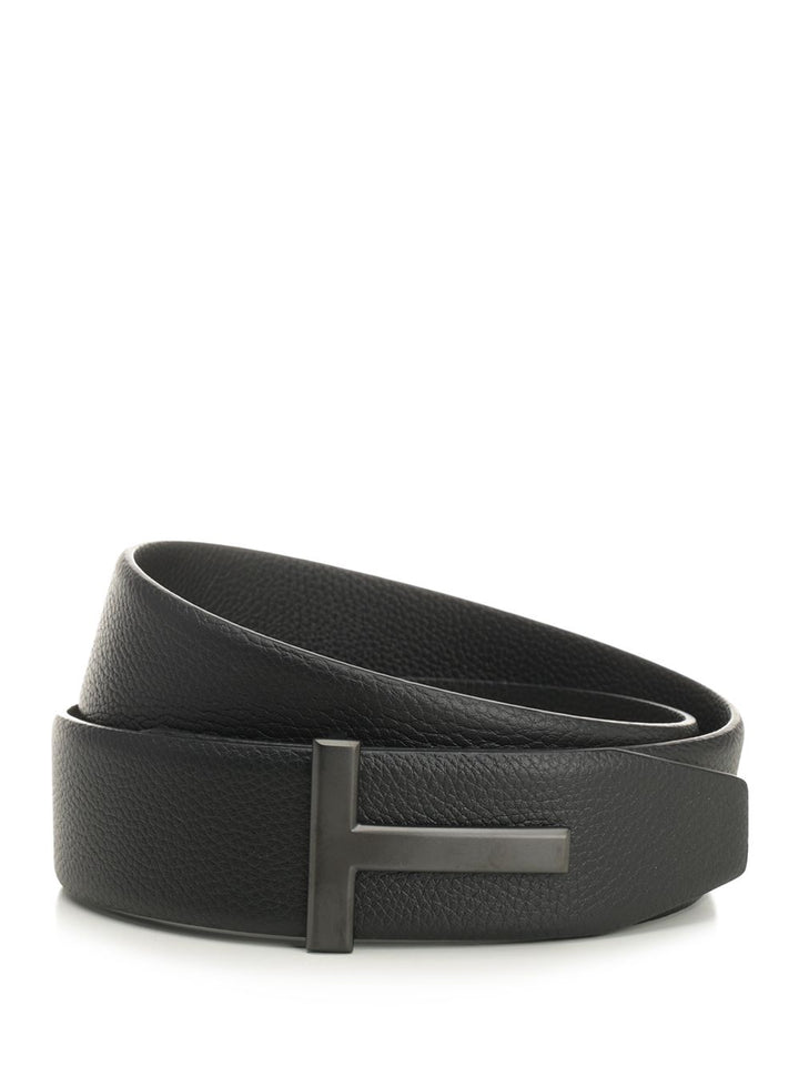 Tom Ford Soft Grain Leather Reversible T Belt 40 Mm Black Belts - Black | 2ded31a77e6d01027034e776bbe0111fe5613572