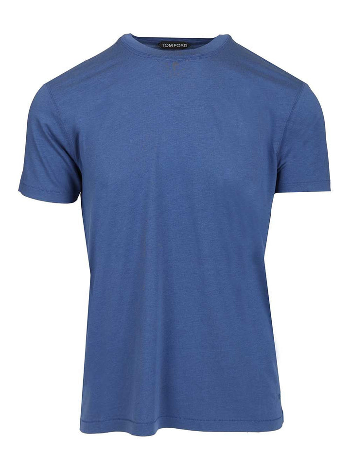 Tom Ford Lyocell Cotton Short Sleeve Crewneck T-Shirt - Blue | 0c101541545000d07c57befb983fcd20672fc8c8