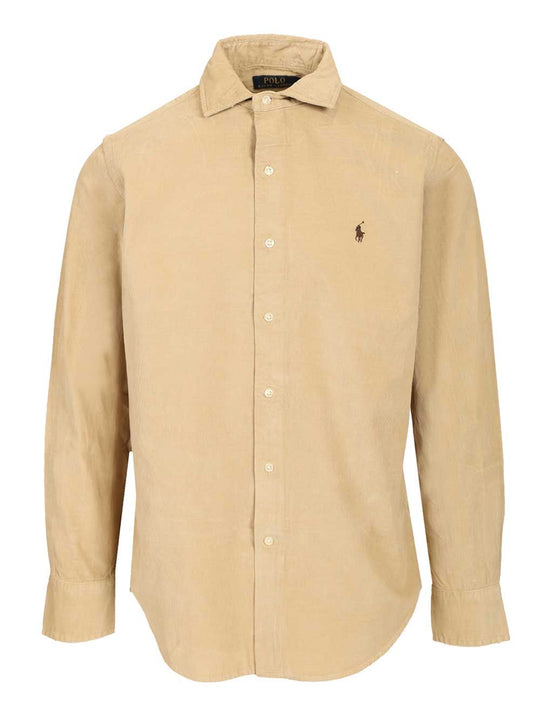 Custom Fit Velvet Shirt Shirts Beige