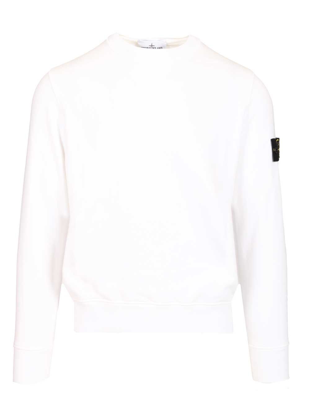 Stone Island Sweatshirt Organic Cotton Fleece, Garment Dyed Sweatshirts - White | c566a3e44af8670ab24b927f5713759ad5f68019
