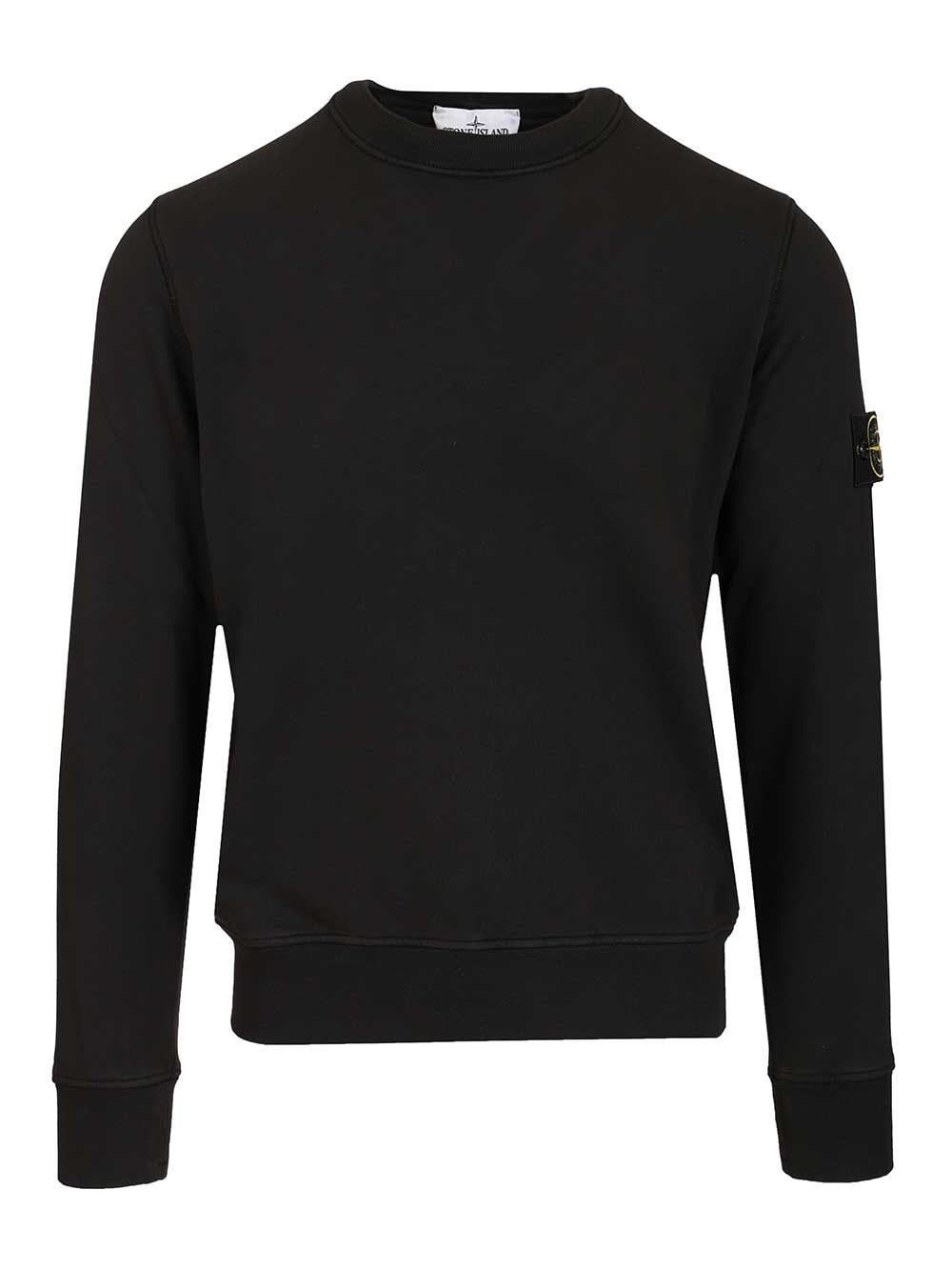 Stone Island Sweatshirt Organic Cotton Fleece, Garment Dyed Sweatshirts - Black | e71bdeab6dd2d2f254eb3514cbedc8002497ad7d