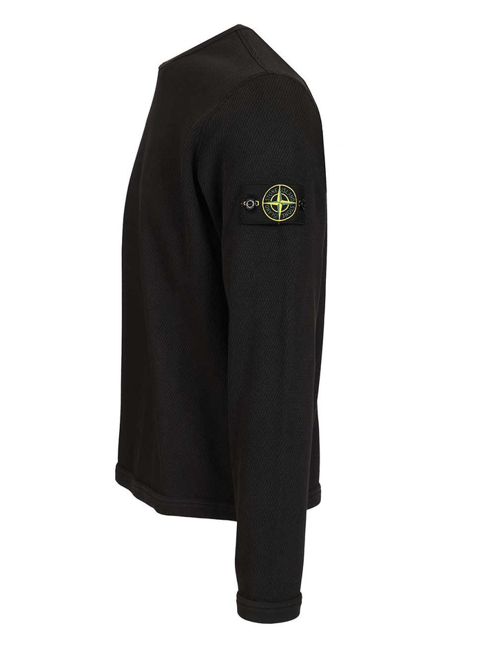 Stone Island Mesh Stitch Organic Cotton Fleece T-Shirt - Black | 942f7b7792b541a146d1dbdb36a159345ec1a731