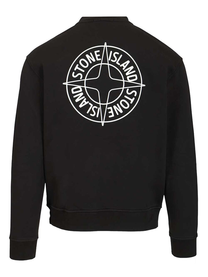Stone Island Outline Compass Sweatshirts - Black | d5e6310f5348fad07229a8f700a8392c2483b880