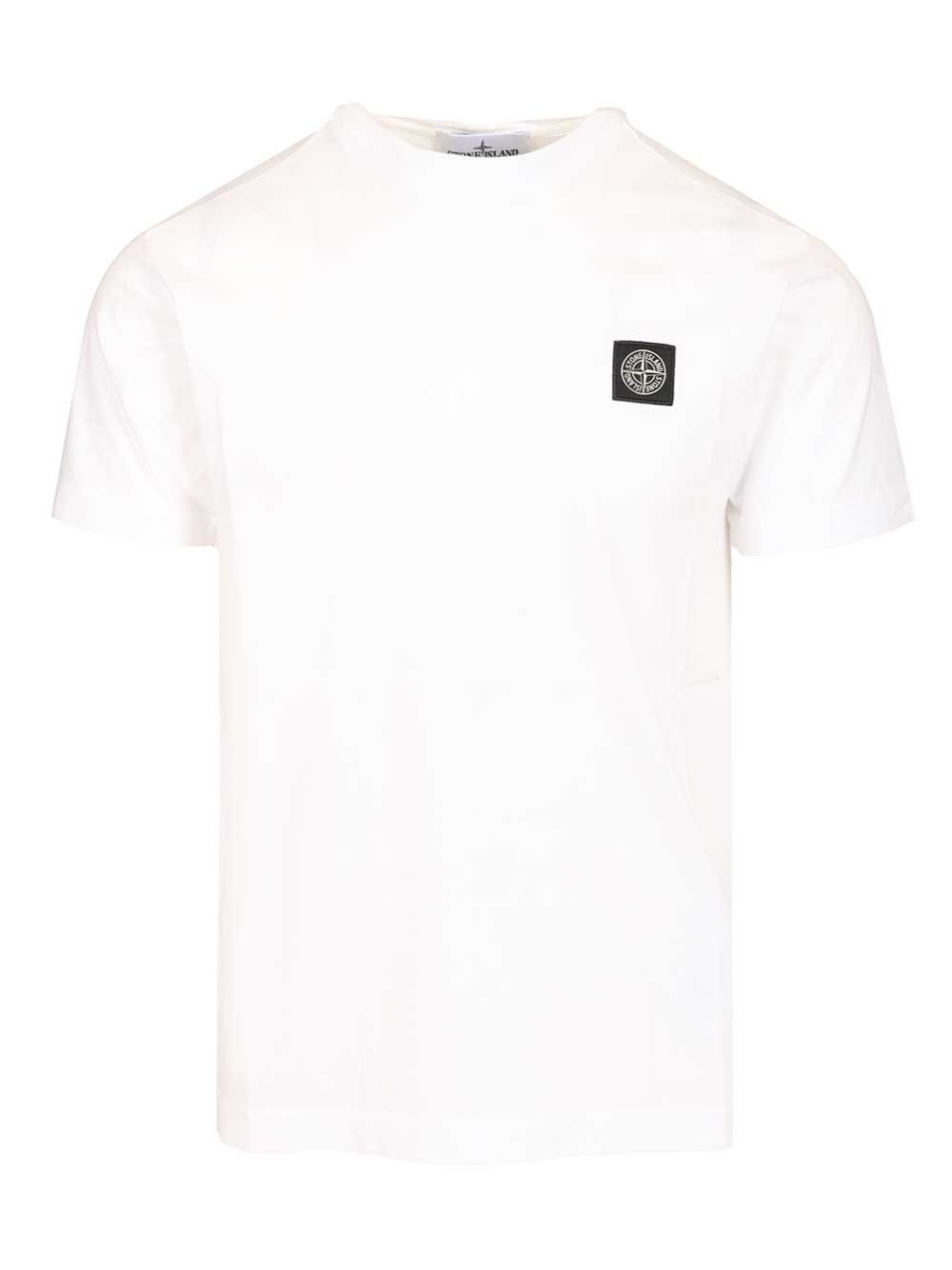 Stone Island Ss  60/2 Cotton Jersey, Garment Dyed T-Shirt - White | 210692fc9a224cc4d2c987db144ff05814d95855